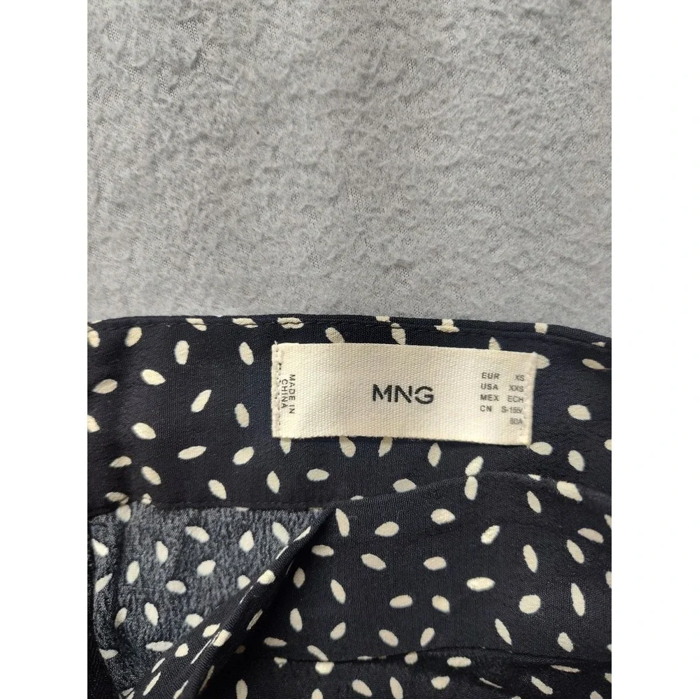 MNG Mango Black White Seed Print Midi Skirt Womens XXS High Waist A-Line Flowy